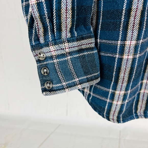 Vintage Sandy River Men's 2XLT Flannel Pearl Snap Shirt Western Heavyweight Blue - Picture 5 of 6